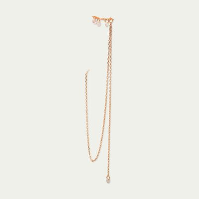 Earcuff Pure with chain, rose gold plated - sold individually