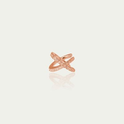 Earcuff Cross mit Zirkonia, Roségold vergoldet