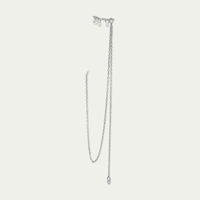 Earcuff Pure with chain, sterling silver - sold individually