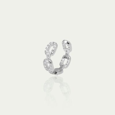 Earcuff shiny chain with zirconia, sterling silver