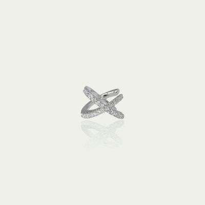 Earcuff Croce con zirconi, argento sterling