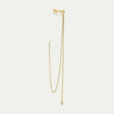 Earcuff Pure with chain, yellow gold plated - sold individually