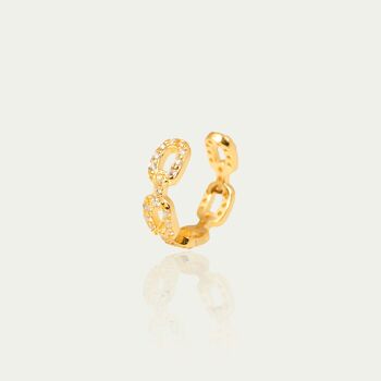 Boucle d'oreille chaîne brillante avec zircone, plaqué or jaune 1