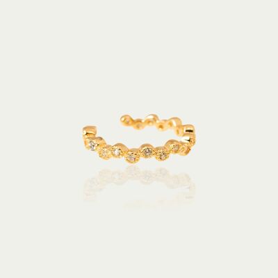 Earcuff brillante con circonitas, baño de oro amarillo