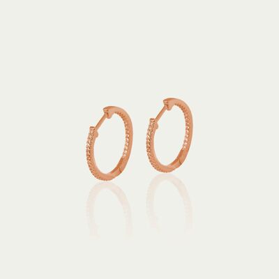 Hoop earrings Glam, medium, 18K rose gold plated