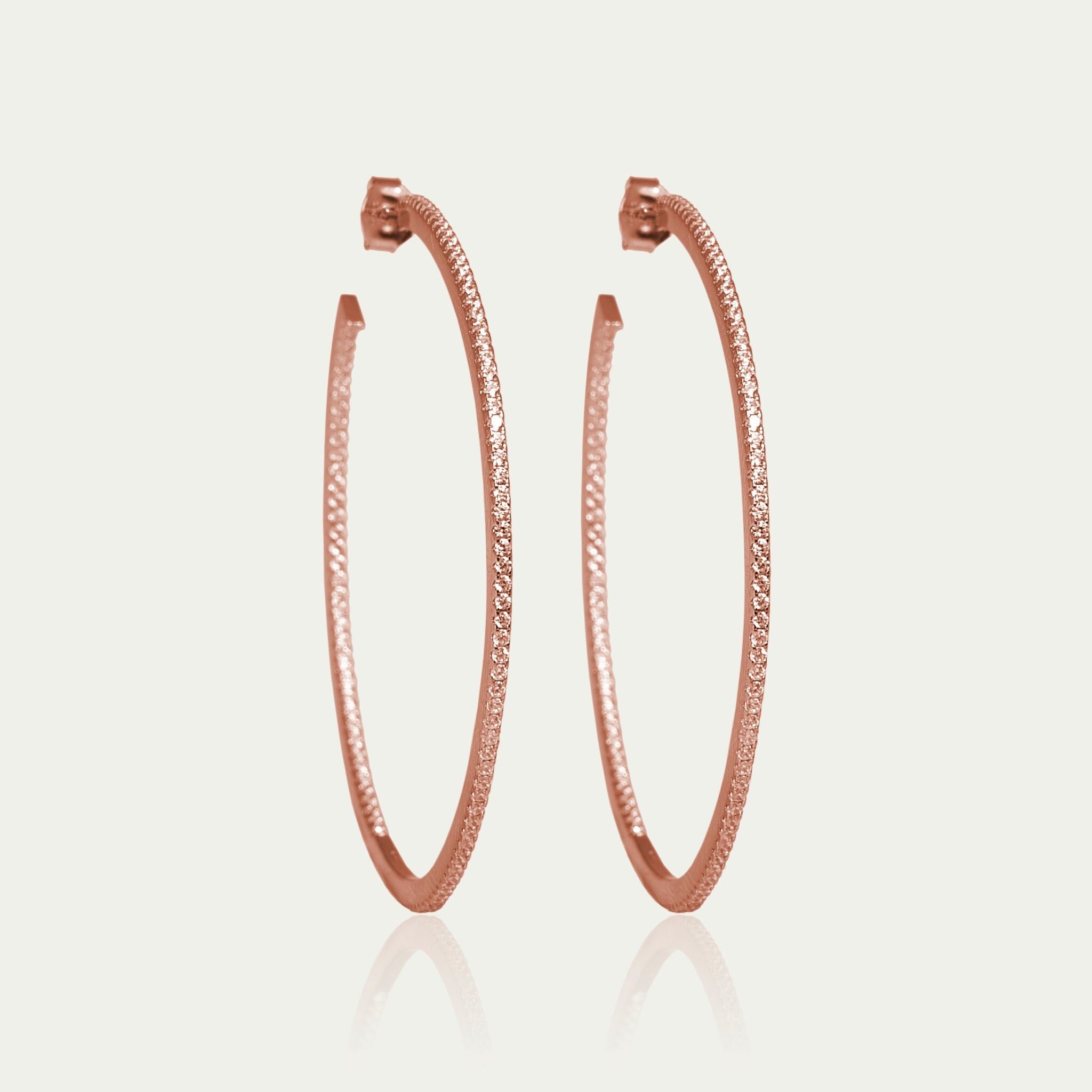 Orecchini a cerchio Glam, grandi, placcati oro rosa