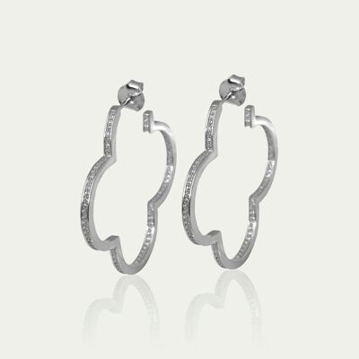 Pendientes de aro Clover Glam, plata de ley