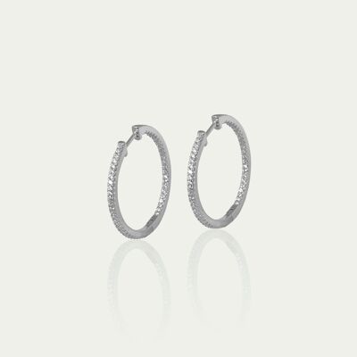 Boucles d'oreilles créoles Glam, grand, argent sterling