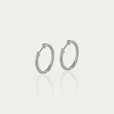 Boucles d'oreilles créoles Glam, moyen, argent sterling