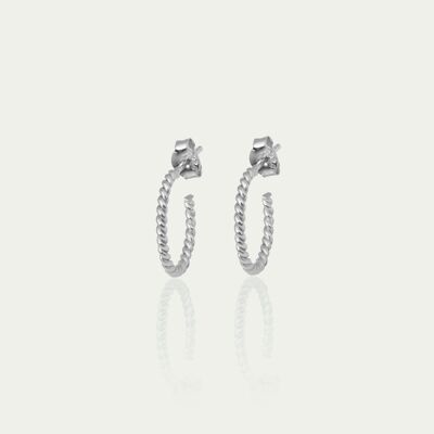 Boucles d'oreilles créoles Mini Basic Twist en argent sterling