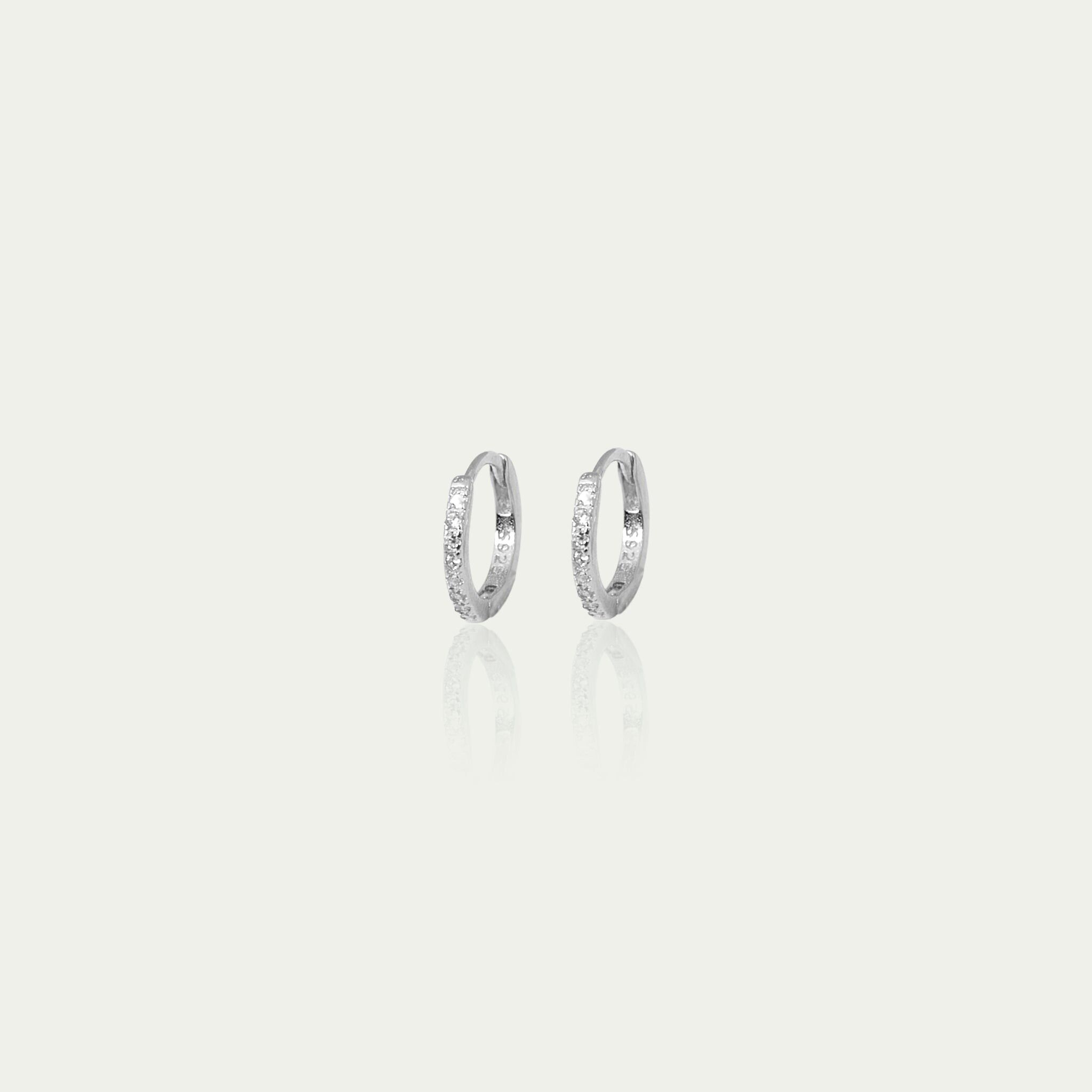 Mini Glam Hoop Earrings, Sterling Silver