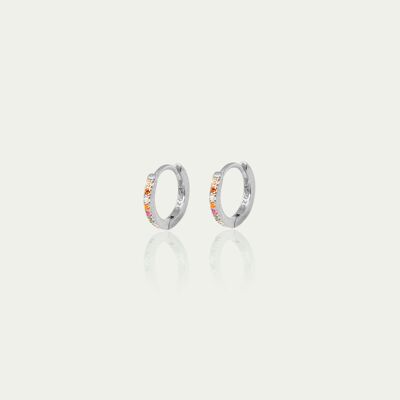 Mini Glam Rainbow hoop earrings, sterling silver