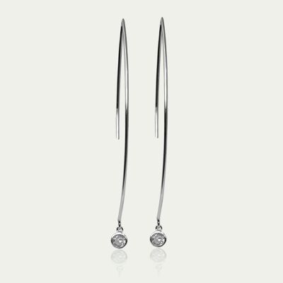 Hoop Earrings Oval Glam, Sterling Silver