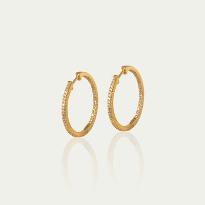 Pendientes de aro Glam, grandes, chapados en oro amarillo de 18 quilates