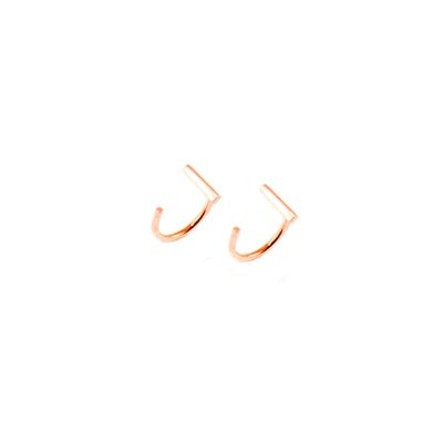 Bar hoop earrings, rose gold plated