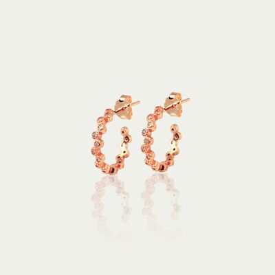 Sparkling hoop earrings, small, rose gold plated