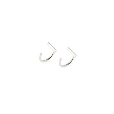 Bar hoop earrings, sterling silver