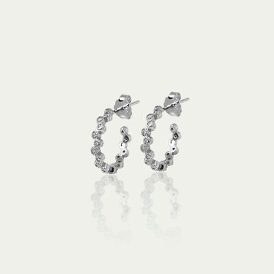 Hoop Earrings Sparkling, small, sterling silver