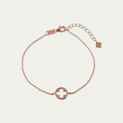 Bracelet Disc Clover, rose gold plated