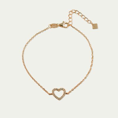 Bracciale cuore con zirconi, placcato oro rosa