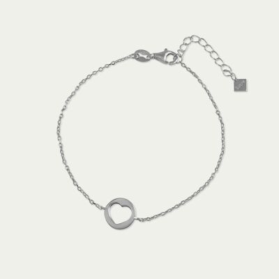 Disc Heart Bracelet, Sterling Silver