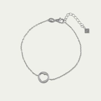 Bracelet Coeur Disque, Argent Sterling