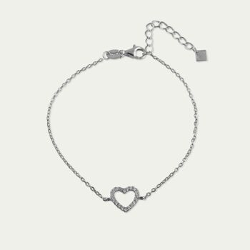 Bracelet coeur avec zircone, argent sterling 1