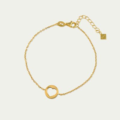 Pulsera Disco Corazón, baño de oro amarillo