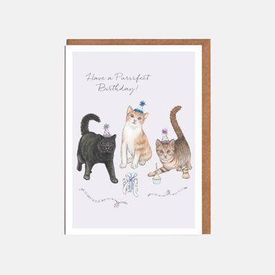 Cats Birthday Card - 'Have A Purrfect Birthday!'