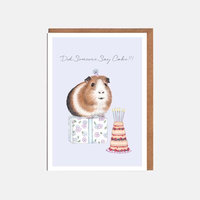 Meerschweinchen-Geburtstagskarte – „Hat jemand Kuchen gesagt?!“