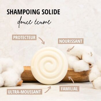 Shampoing solide « Douce Écume » - Vrac 85g- Agréé enfant /femme enceinte- fleur de coton- super mousse 2