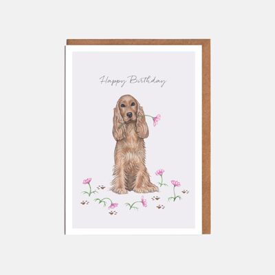 Tarjeta de cumpleaños Cocker Spaniel - 'Feliz cumpleaños'