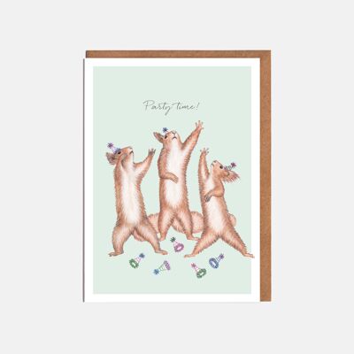 Squirrels Birthday Card - 'Party Time'