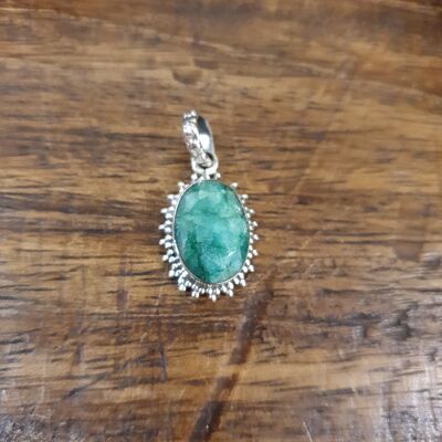 Emerald Pendant set in 925 Silver