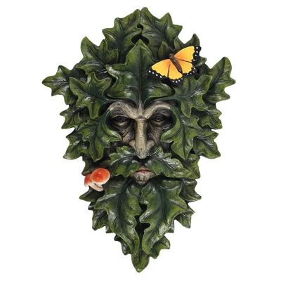 Leafy Green Man Wall Plaque with Butterfly