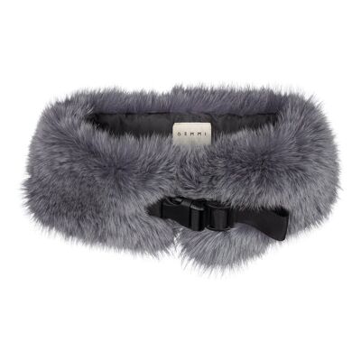 FUR COLLAR - DARK GREY FOX FUR/ BLACK FABRIC