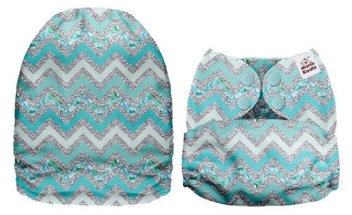 Pañal Unitalla de bolsillo con exterior de minky de Mama Koala -  Zig Zag Azul-gris