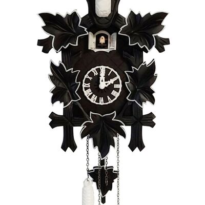 Reloj de cuco moderno: Mi cuco blanco y negro - Grande