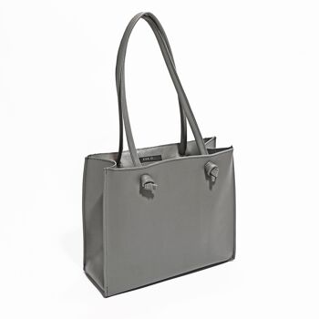 Sac fourre-tout en cuir gris «Sac d’épicerie» petit 1