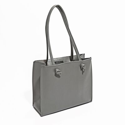 Leather Tote Bag grey ‘Grocery bag’ small