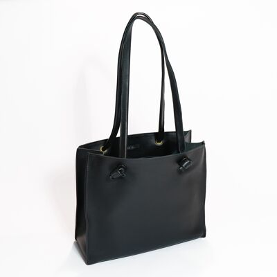 Leather Tote Bag Black ‘Grocery Bag’ small