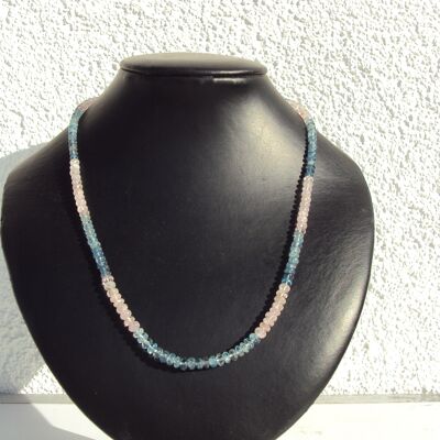 Gemstone necklace made of aquamarine and morganite