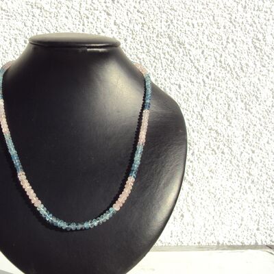 Gemstone necklace made of aquamarine and morganite