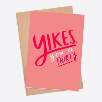 Funny 30th Birthday Card, Yikes You're Thirty Card, Rude 30th Card, Cheeky 30th Card, Thirtieth Birthday Card For Friend, 30th Card for Her