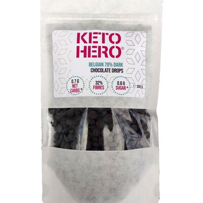 KETO-HERO® 70% Gocce di cioccolato nero belga 12 x 300g