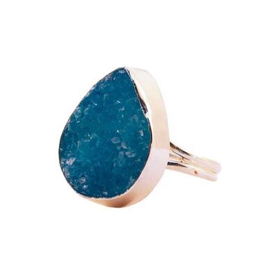 Turquoise silver druzy Formentera ring