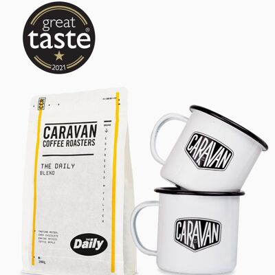 Coffee + Two Mugs Gift Pack - The Daily - 200g - Ground for Filter