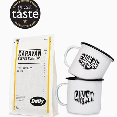 Coffee + Two Mugs Gift Pack - The Daily - 200g - Ground for Filter