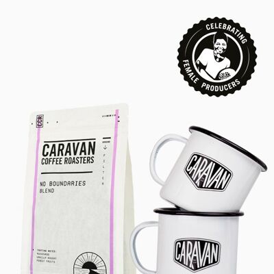 Coffee + Two Mugs Gift Pack - No Boundaries - 200g - Ground for Espresso