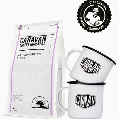 Coffee + Two Mugs Gift Pack - No Boundaries - 1kg - Whole Bean